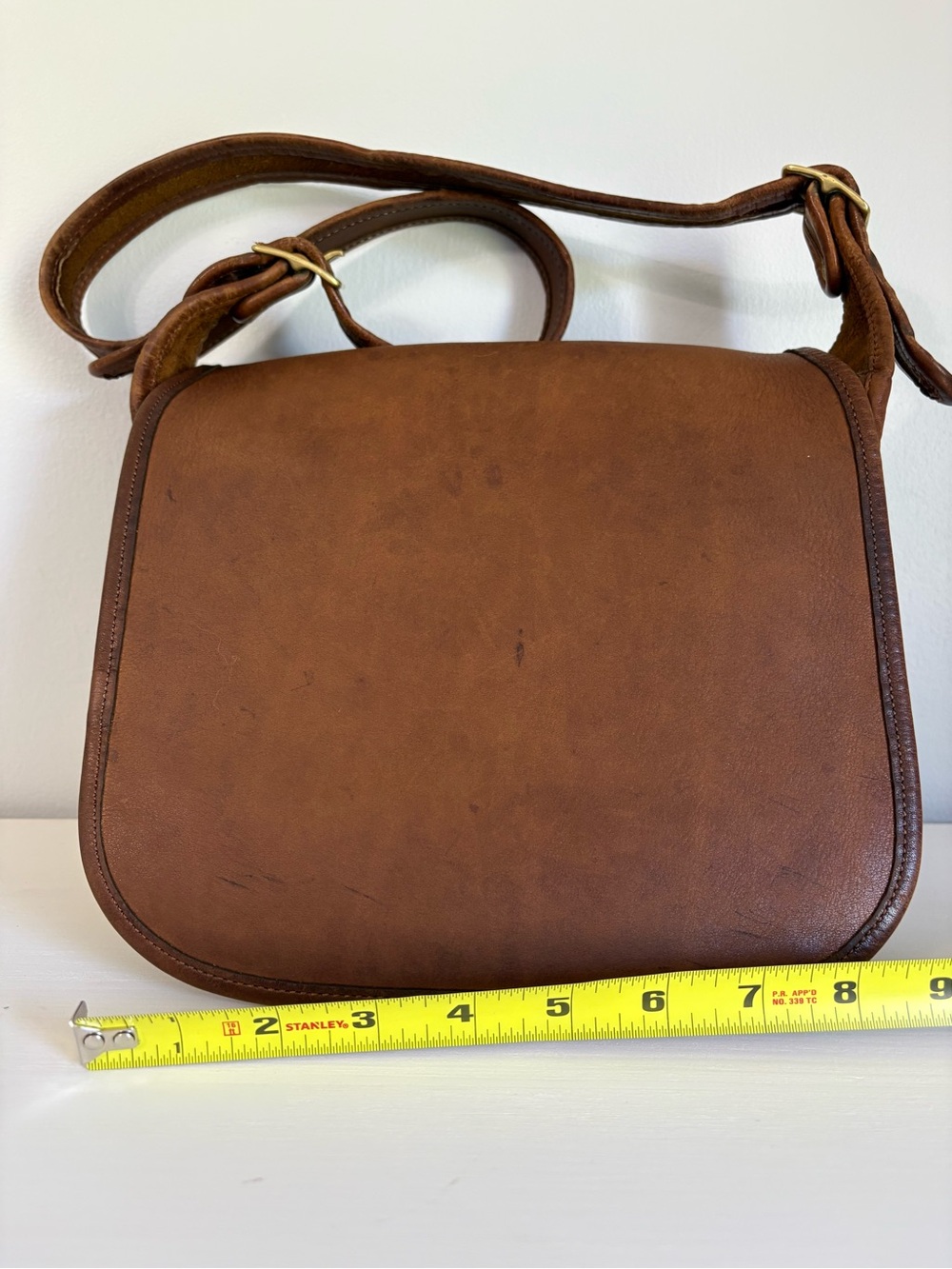 RARE NYC MADE Vintage Coach Companion Flap Bag | British Tan Leather #9919 - Picture 11 of 16
